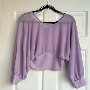 Zara fitted waist sheer purple crop top size M